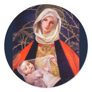 Madonna Holding Child Classic Round Sticker