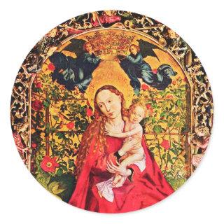 MADONNA OF THE ROSE BOWER CLASSIC ROUND STICKER