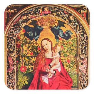 MADONNA OF THE ROSE BOWER SQUARE STICKER