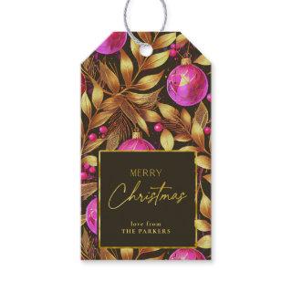 Magenta Gold Christmas Pattern#29 ID1009 Gift Tags