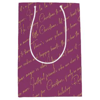 Magenta Gold Christmas Pattern#36 ID1009 Medium Gift Bag