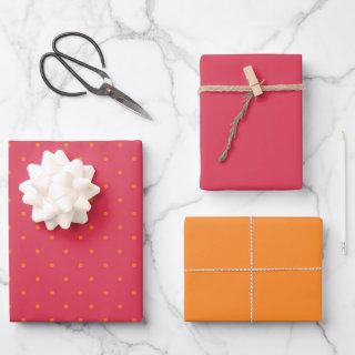 Magenta Red Pink With Goldfish Orange Spots  Sheets
