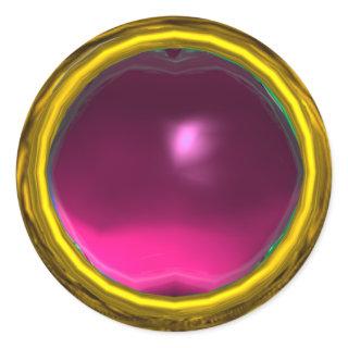 MAGIC AMETHYST , bright vibrant yellow violet pink Classic Round Sticker
