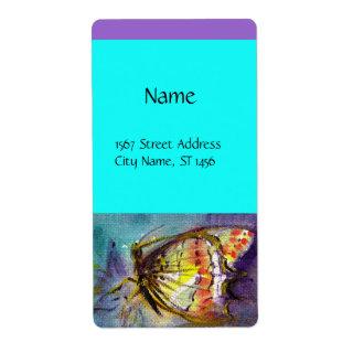 MAGIC BUTTERFLY  Purple Aqua Blue Turquoise Label