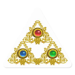 MAGIC ELFIC TALISMAN /GOLD TRIANGLE WITH GEMSTONES TRIANGLE STICKER