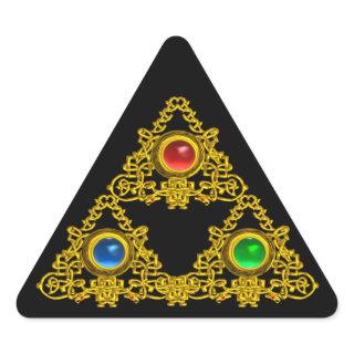 MAGIC ELFIC TALISMAN /GOLD TRIANGLE WITH GEMSTONES TRIANGLE STICKER