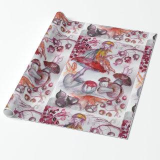 MAGIC FOLLET OF MUSHROOMS Red White Floral Fantasy