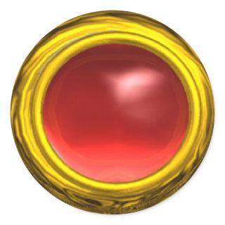 MAGIC RED RUBY GEM STONE , bright pink gold yellow Classic Round Sticker