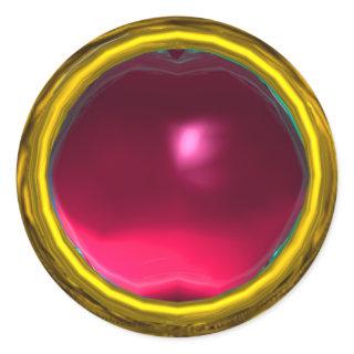 MAGIC RUBY , bright vibrant pink red yellow Classic Round Sticker