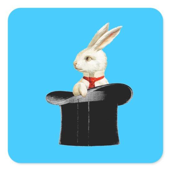 magic vintage top hat rabbit square sticker