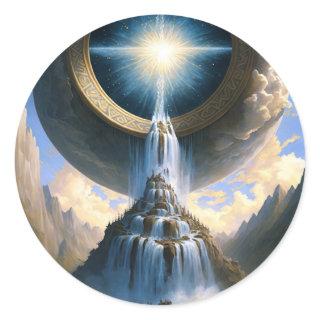 Magic Waterfall Surreal Fantasy Art Classic Round Sticker