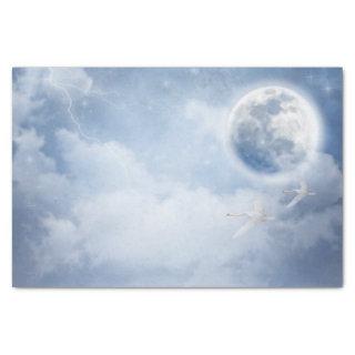 Magical Blue Sky with Flying Swans Tissue Paper