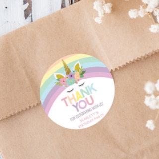 Magical Day Unicorn Rainbows Birthday Party Favor Classic Round Sticker