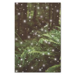 Magical forest green ferns star light tissue paper