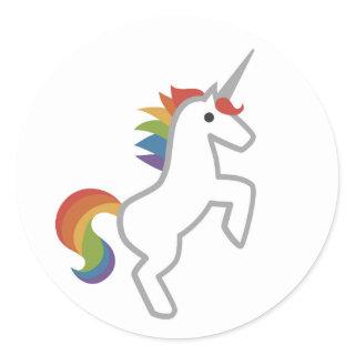 Magical Minimal Rainbow Unicorn Emoji Icon Classic Round Sticker