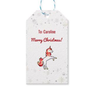 Magical Modern Unicorn Snowflakes Name Script Xmas Gift Tags