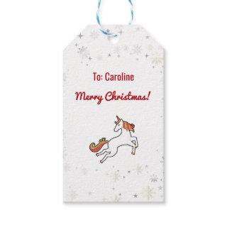 Magical Modern Unicorn Snowflakes Name Script Xmas Gift Tags