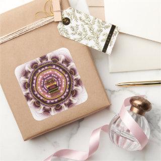 Magical mystical fractal bright pattern square sticker