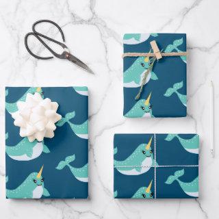 Magical Narwhals with Eyelashes Pattern  Sheets