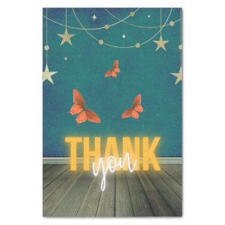 Magical Neon Lights & Butterflies Thank You Tissue Paper