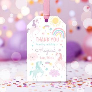 Magical Pastel Unicorn Rainbow Birthday Party Gift Tags