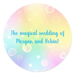 Magical Rainbow Wedding Classic Round Sticker