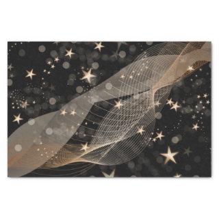 Magical Shiny Gold Stars Strings and Bokeh Lights Tissue Paper