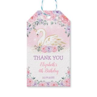 Magical Swan Princess Pink Lavender Gold Floral Gift Tags