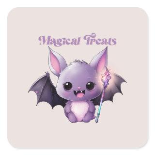 Magical Treats with Cute Bats Square Sticker