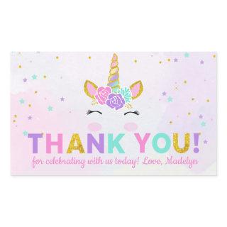 Magical Unicorn Glitter Birthday Favor Thank You Rectangular Sticker