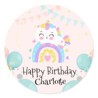 Magical Unicorn rainbow gradient  birthday party  Classic Round Sticker