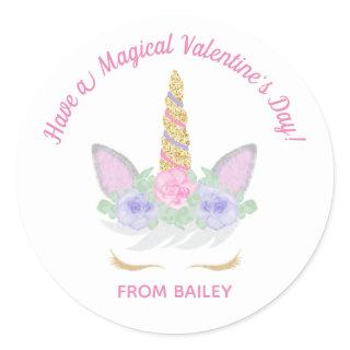 Magical Unicorn Valentine's Day Label or Sticker