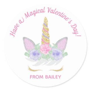 Magical Unicorn Valentine's Day Label or Sticker