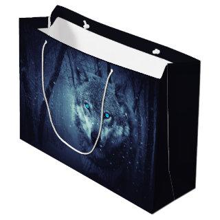 Magical Wild Wolf with Amazing Blue Eyes Large Gift Bag