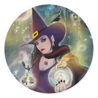 Magical Witch Round Stickers