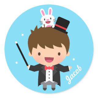 Magician Boy Magic Bunny Trick For Kids Classic Round Sticker