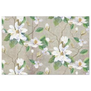 Magnolia Floral Farmhouse Gray Ephemera Decoupage Tissue Paper