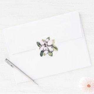 Magnolia Flower Classic Round Sticker