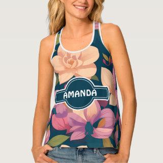 Magnolia Rainbow Colorful Personalized Pattern Tank Top