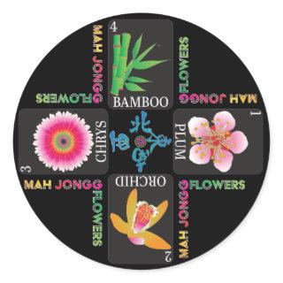 Mah Jongg 4 Flowers Stickers