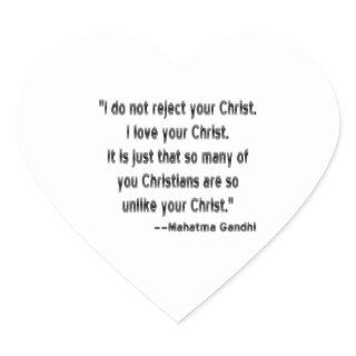 Mahatma Gandhi on Christians Heart Sticker