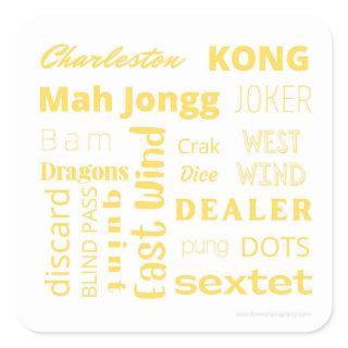 Mahjong sticker with yellow words