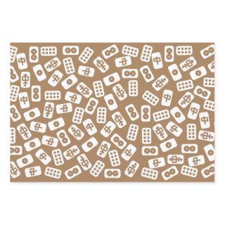 Mahjong tiles pattern on brown background  sheets
