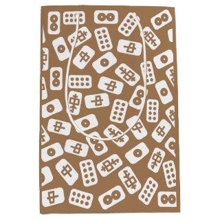 Mahjong tiles pattern white on brown Gift Bag