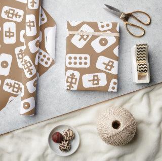 Mahjong tiles pattern white on brown