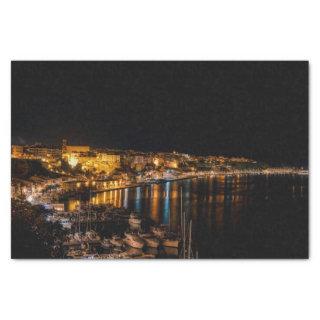 Mahon harbor at night - Menorca, Spain Tissue Paper