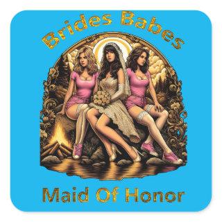Maid of Honor Pride in a Bridal Party Themed  Square Sticker