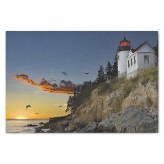 Maine Bass Harbor Lighthouse Photo Tissue Paper