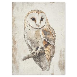 Majestic Barn Owl Vintage Decoupage Bird Art Tissue Paper