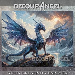 Majestic Dragon of Ice -Decoupage- Tissue Paper